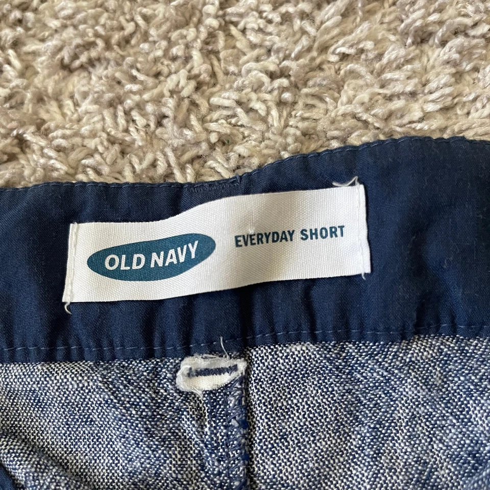 "Pantalones cortos antiguos azul marino para mujer 2 (cintura 29) lino floral entrepierna de 4""" Foto 2 de 4