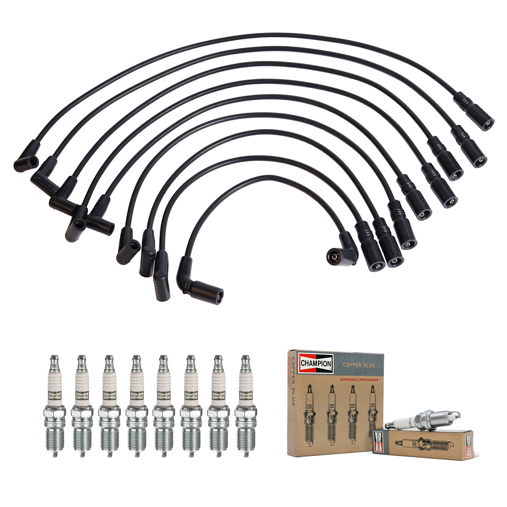 Wireset  8 Champion Platinum Spark Plug for 98-99 Chevrolet GMC C1500 5.7L 5.0L