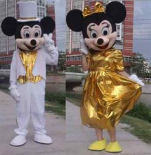 Golden Minnie Mascot Costume Halloween Xmas Party Fancy Dress Adult Outfit Gift