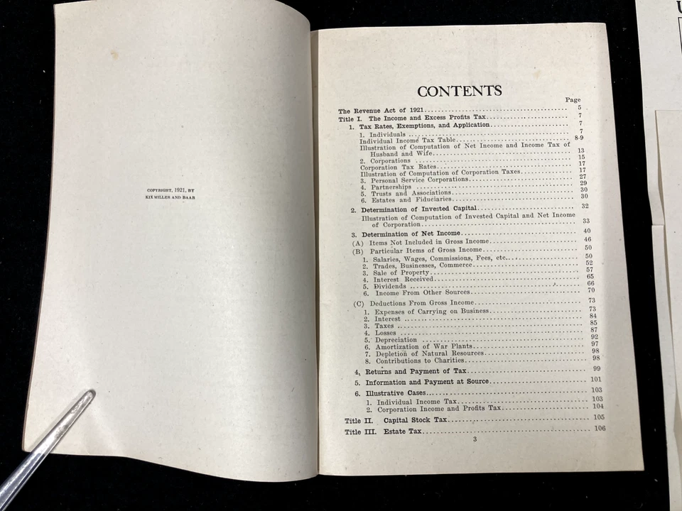 1922 UNITED STATES INCOME AND WAR TAX GUIDE BY KIXMILLER & BAAR, SAN DIEGO BANK - Image 4 of 4