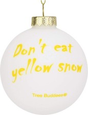 Don't Eat Yellow Snow Funny Glass Christmas Ornament
