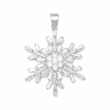 Sterling Silver Rhodium-plated CZ Snowflake Pendant