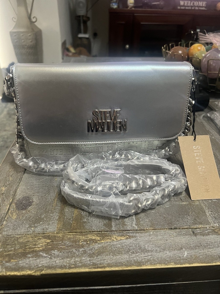 Steve Madden☆ビジューロゴ・クロスボディー・お財布クラッチ Steve Madden Metallic silver logo crossbody purse -NWT | eBay
