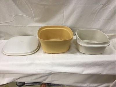 Vtg Tupperware Steam N Store Harvest Gold Bowl Lid Strainer 3 Piece Set