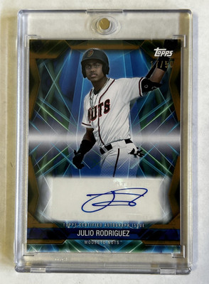 2021 Topps Pro Debut Julio Rodriguez RC Auto Future Cornerstones Gold /50 #FC-JR