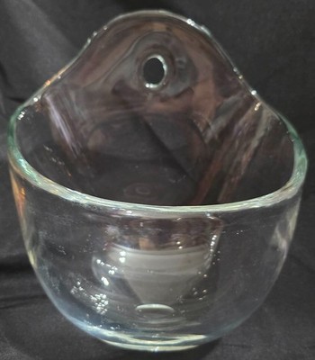 Krosno Poland salad mixing SERVING BOWL with Hole slanted angled clear glass 8''h