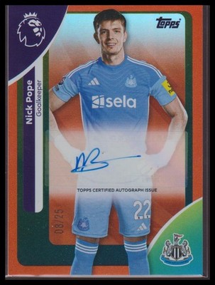 2025-26 Topps Premier League #AC-NP Nick Pope Autographs Orange Rainbow #/25