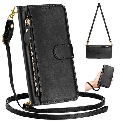 Crossbody Zipper Leather Card Wallet Case For Redmi OPPO Bag Flip Stand Cover