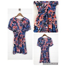 Urban Outfitters Floral Print Ruched Waist Short Sleeve Mini Dress Women's S