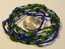 3 Bracelets w Plastic Blue Green Beads w Elastic Bands Bundle Free Shipping