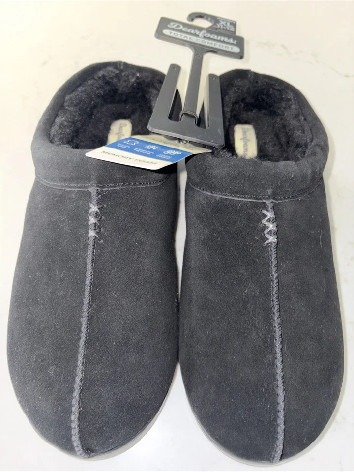 Dearfoams Para Mujer 11/12 XL Doreen Gamuza Genuina Zueco Casa Zapato Zapatilla Rasguño Foto 3 de 4