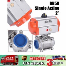 2" Pneumatic Air Actuated Stainless Steel Ball Valve Single Acting Spring Return