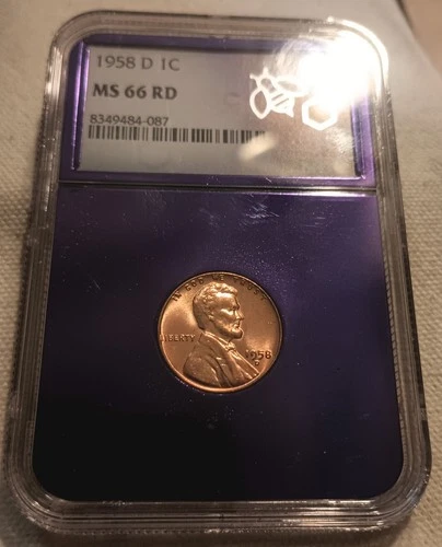 1958 D 1C NGC MS66 RD TRADERBEA PURPLE CORE!