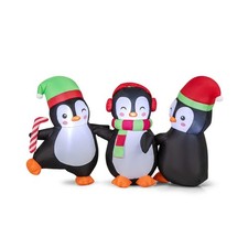 Image of 170 cm LED Lighted Xmas Inflatable Penguin Family Hand in Hand
