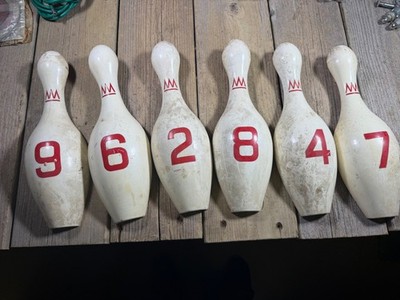 Vintage Alley Puck Shuffle Bowling Arcade Spiel Pins