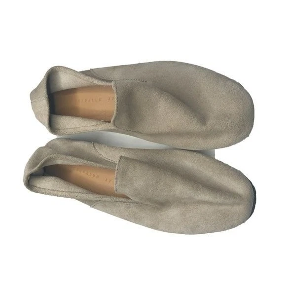 Mocasines sin cordones Zara Trafaluc de cuero gamuza beige natural Foto 3 de 4