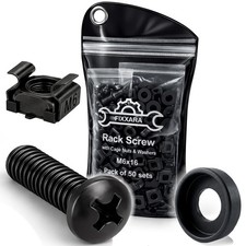 M6x16 Rack Mount Screws 50-Pack Server Rack Screws with Cage Nuts Nylon Wa...