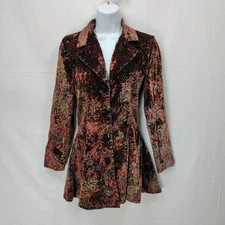 Vtg Young Edwardian Blazer Sz S* Brown Velvet Paisley Goth Whimsigoth Jacket