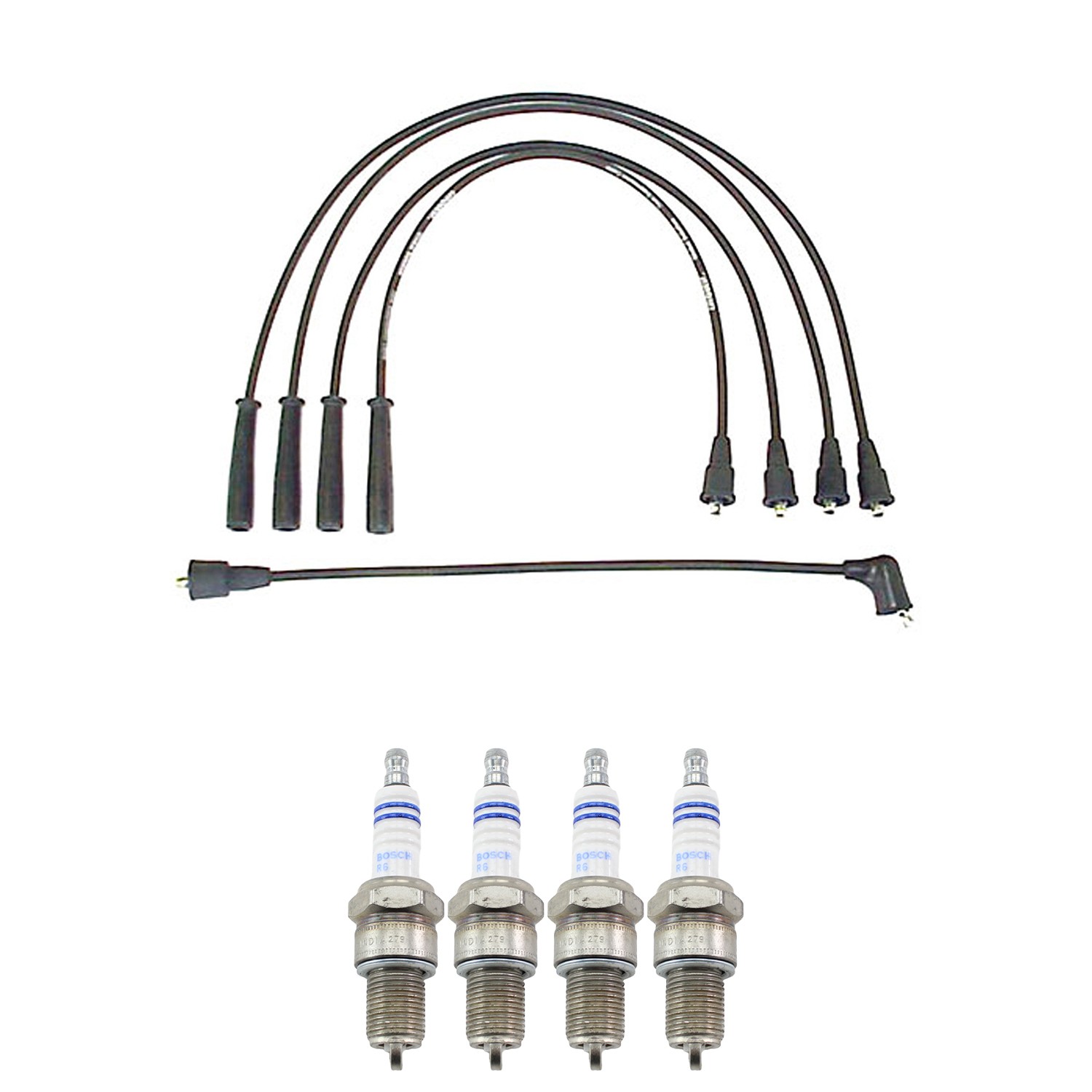 Denso Ignition Wires and Bosch Spark Plugs Kit for Isuzu Amigo 90-94 2.3L/2.6L