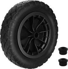 14"PU BLACK Puncture Proof Solid 3.50-4.00/8 wheelbarrow wheel COMPLETE