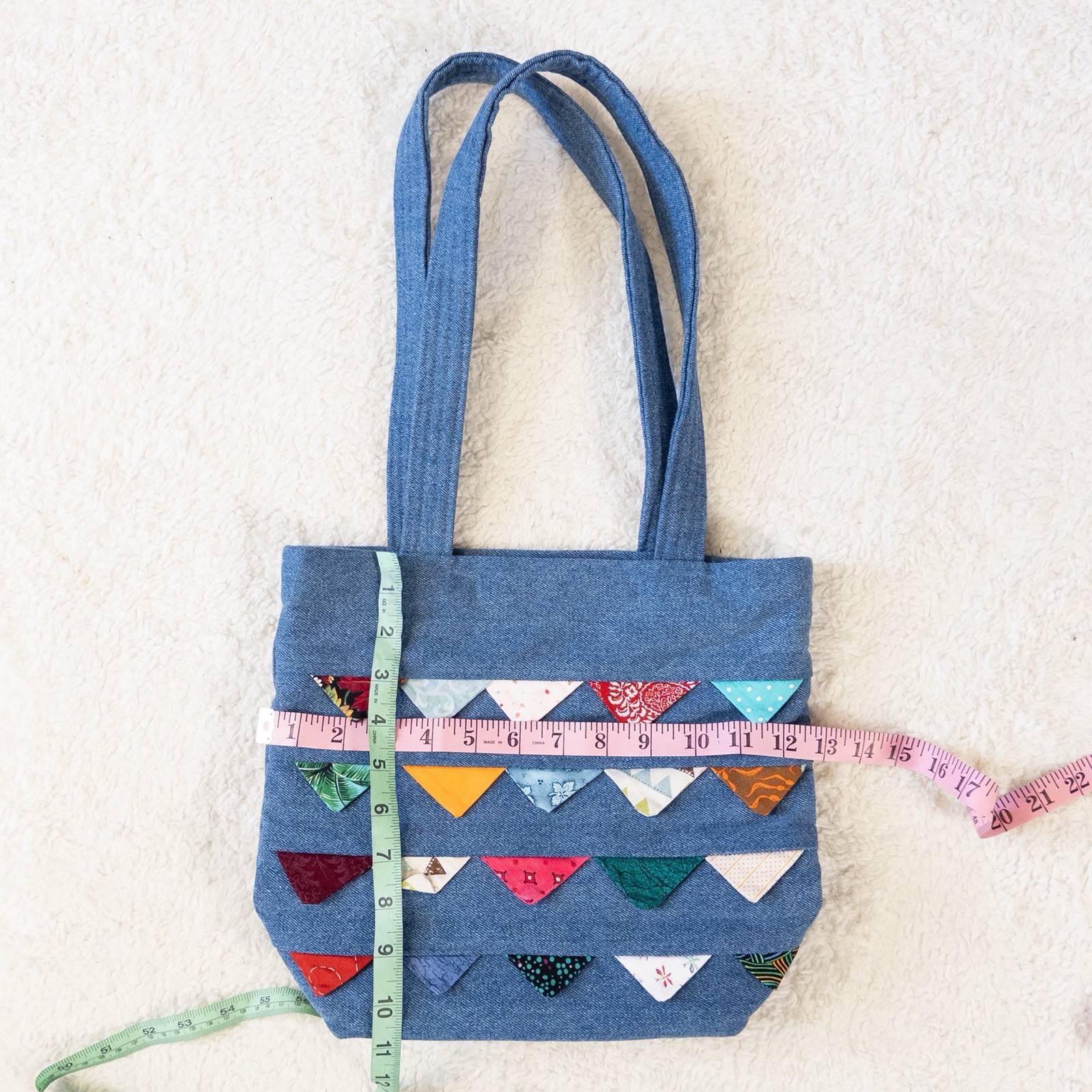 Handmade Quilted Denim Patchwork Shoulder Bag – U… - image 4