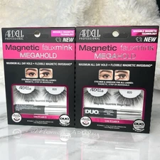 New 2 Pack Ardell Magnetic Faux Mink MegaHold Liquid Liner Glue & Lash Set 820
