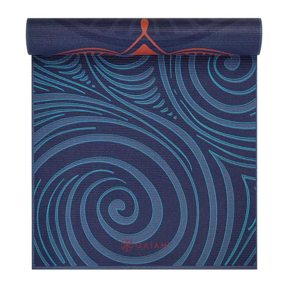 Estera de yoga reversible Gaiam - mantra mandala verde azulado (6 mm): antideslizante, Foto 4 de 4