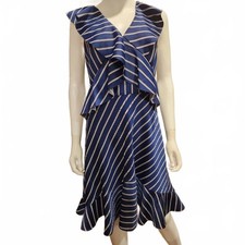 Banana Republic Blue and White Striped Ruffled dress Size 8