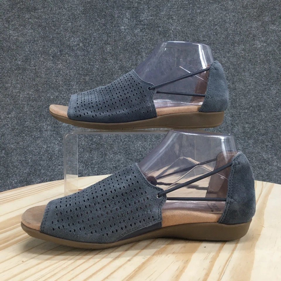 Sandalias Earth Mujer 7 M Aliso Abra Sin Cordones Cuero Azul Informales Punta abierta Cómodas Foto 2 de 4