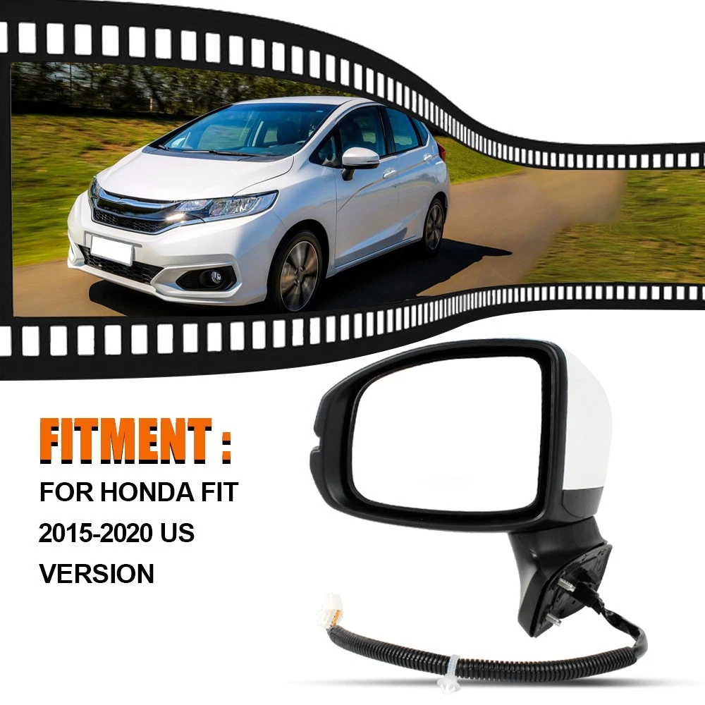 For Honda Fit 2015-2020 Left Driver Side White Mirror W/ Turn Light 5Pins