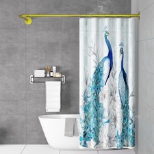 Corner Shower Curtain Rod Adjustable Stainless Steel L Shaped Rack Drill Install