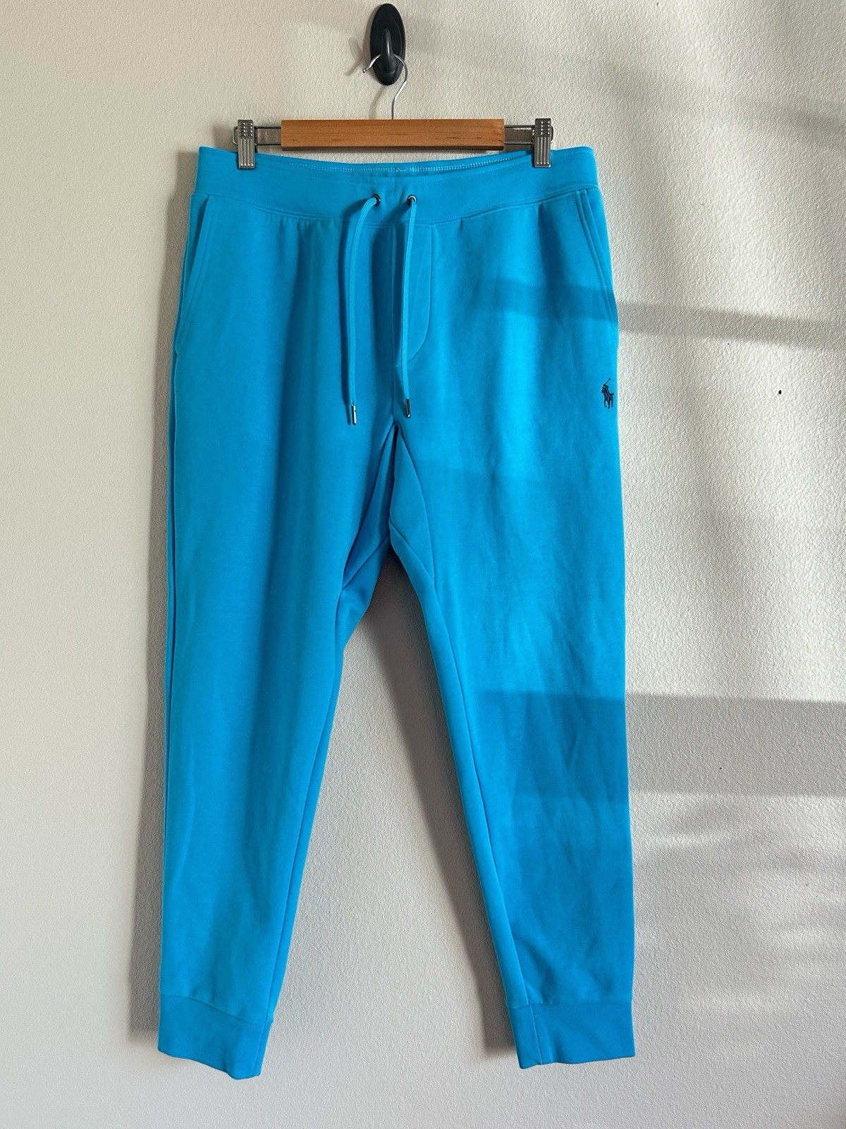 Polo Ralph Lauren Men's Baby Aqua Blue Double Knit Jogger Pants  Medium New