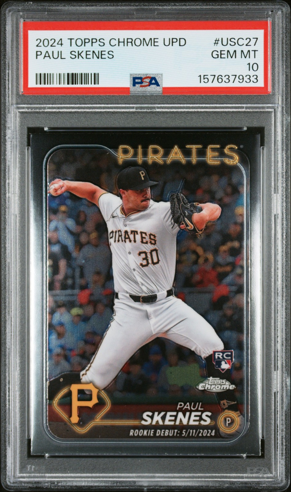 2024 TOPPS CHROME UPDATE #USC27 PAUL SKENES ROOKIE RC PSA 10