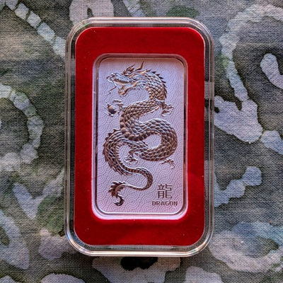 #ad 2024 Australia 1oz Silver .9999 Lunar Dragon Swan Bar Elizabeth II Perth Mint $109.95