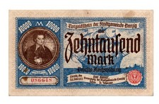 10.000 Mark Danzig 1923 kassenfr. Erhaltung SELTEN Bitte TEXT lesen