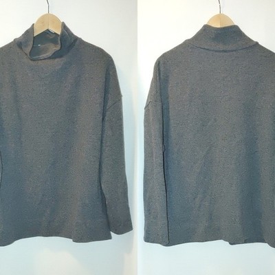 James Perse Ribbed Funnel Neck Sweatshirt Heather Charcoal Gray Wool Blend 4 XL