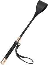 Horse Crop Black Faux Leather Riding Crop with Anti-Slip Grip Gel Handle (30Cm