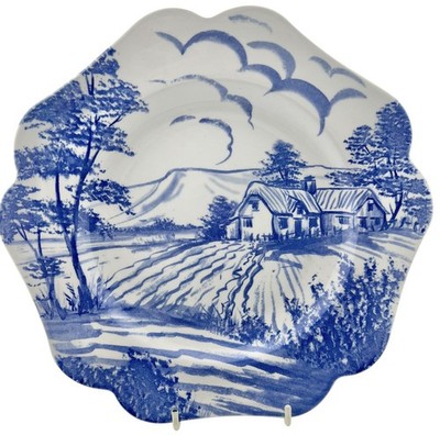 Rare Spode Plate English Delftware Collection Blue & White Farm Scene Three 9''