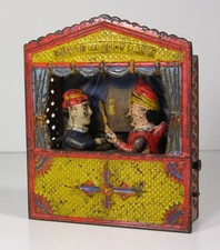 1884 CAST IRON MECHANICAL BANK - PUNCH AND JUDY BANK IN ORIGINAL SURFACE PAINT