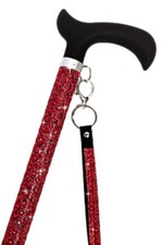 Jacqueline Kent Adjustable Crystal Rhinestone Fashion Walking Cane Light Red 