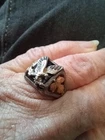 VINTAGE BLACK ONYX STERLING EAGLE BLACK HILLS GOLD LEAF UNISEX RING sz7.75 4.5g