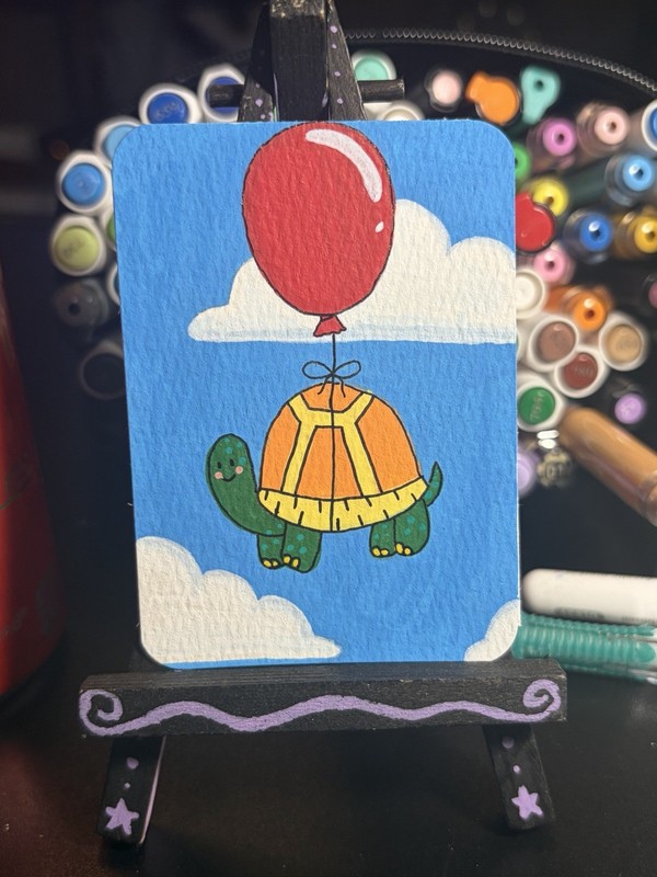 ACEO Original Acrylic Painting Art Card Hand Painted By Sillylilshop Turtle