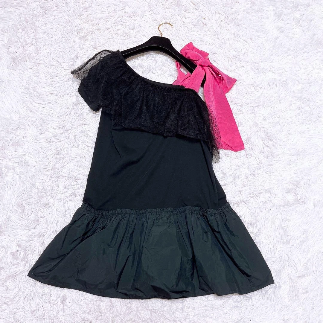 REDValentino Abito Asimmetrico Nastro Nero S