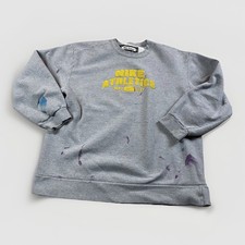 y2k Nike Vintage Sweatshirt L Thrashed Center Swoosh Distressed Paint Splatter