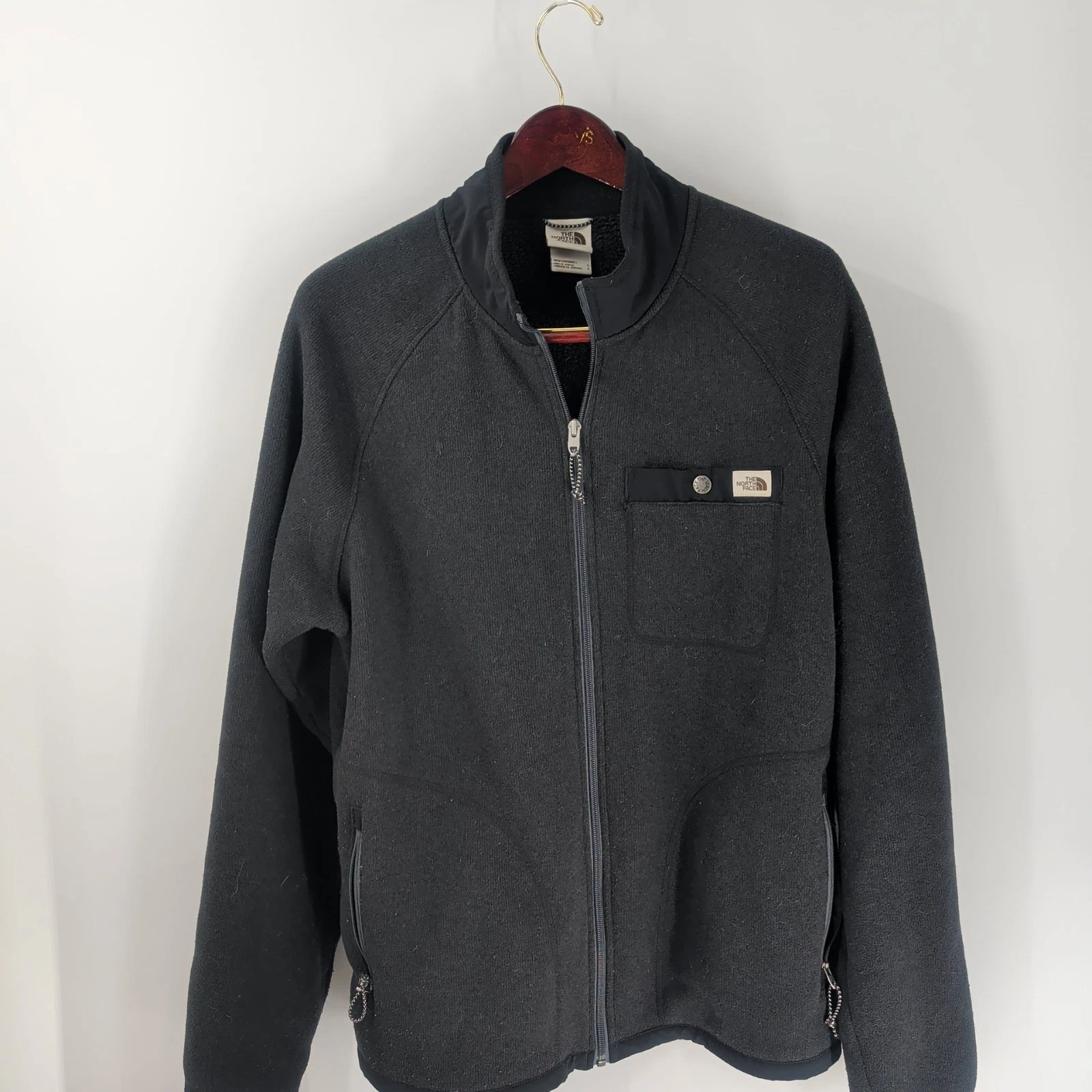 The North Face Zipped Pockets Outdoor Hiking Full Zip Fleece Jacket Black Size L