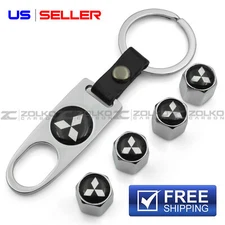 VALVE STEM CAPS + KEYCHAIN WHEEL TIRE SILVER - US SELLER