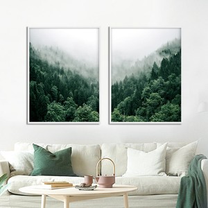 Foggy Forest Wall Art Canvas Painting Scandinavian Poster Landscape Print Ebay