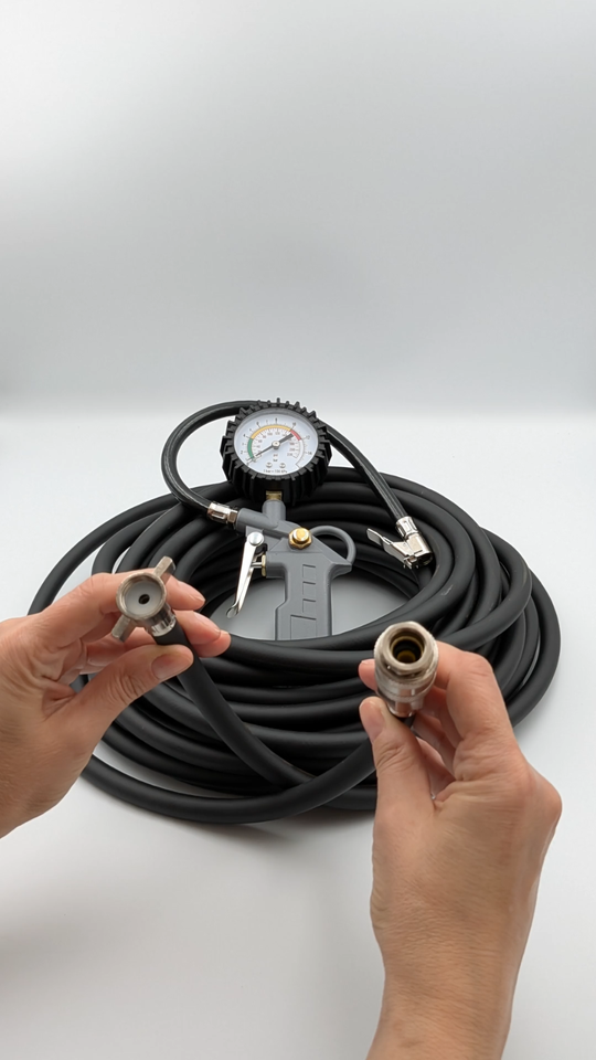 Tyre Inflator Flexible Hose Air line 15m for HGV with Pressure Gauge ...