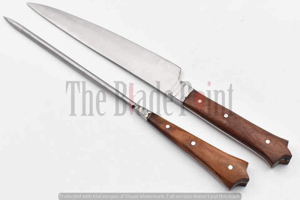 Cuchillo de talla vintage y tenedor cuchillo de aguja juego de regalo acero inoxidable Foto 2 de 4