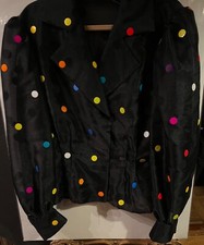 VINTAGE GIVENCHY NOUVELLE BOUTIQUE JACKET MULTI COLOR ROUNDS ON BLACK FREE SHIP